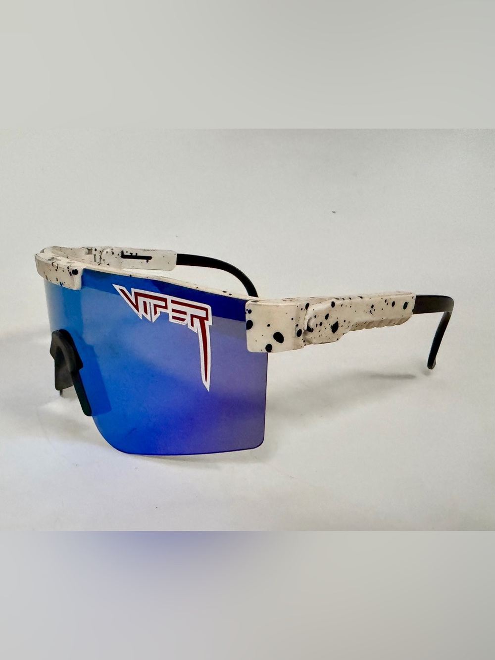 Pit Viper Originals USAFTW Sunglasses White Black Splatter Blue Mirror Lens